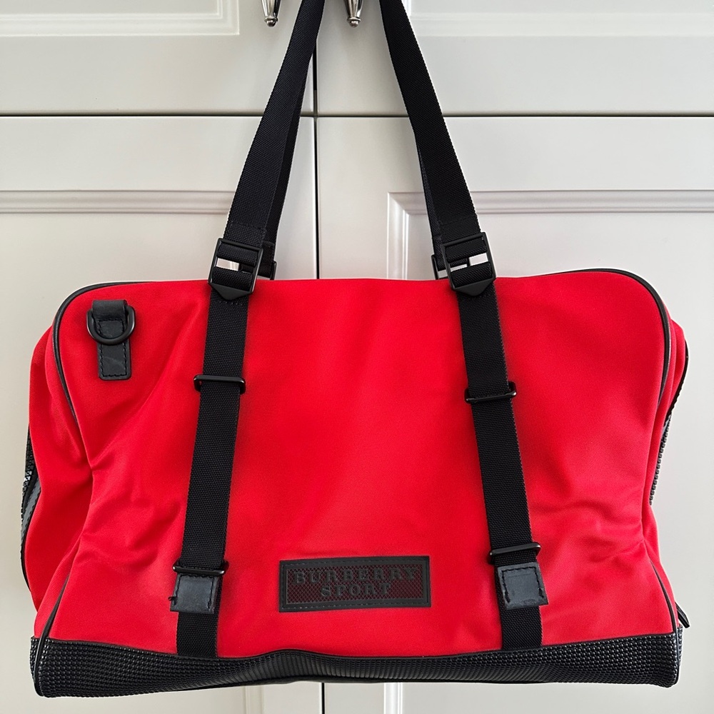 Burberry Sport Leather Trimmed Nylon Duffel